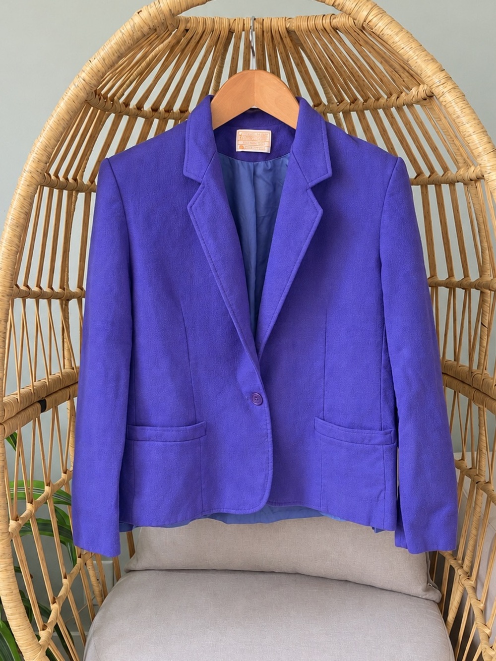 Vintage 1980s Pendleton Purple Virgin Wool Blazer Made USA Size 10
